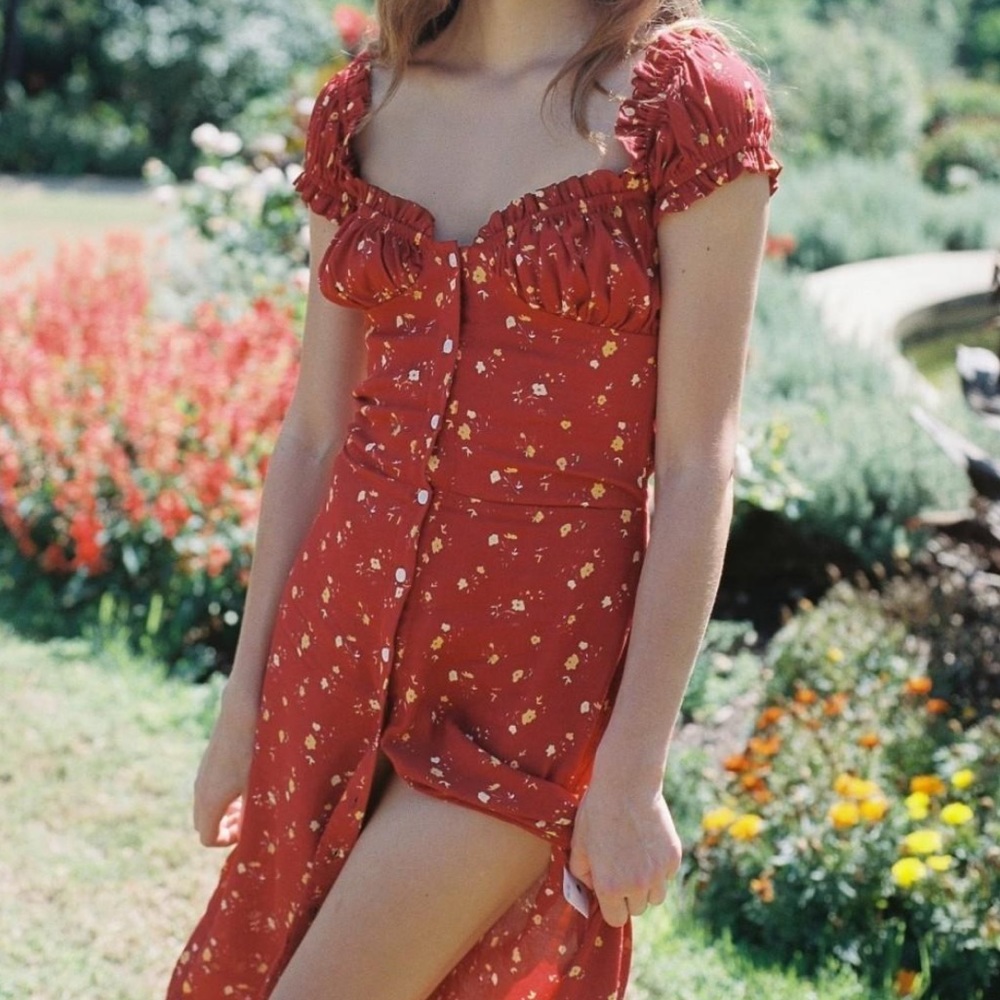 With Jean Emelie Red Midi Dress